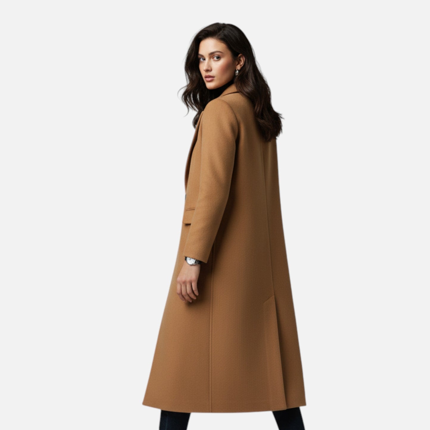 Winter Overcoat Femme | Manteau Long Élégant à Col à Revers | Chaleur & Sophistication d’Hiver