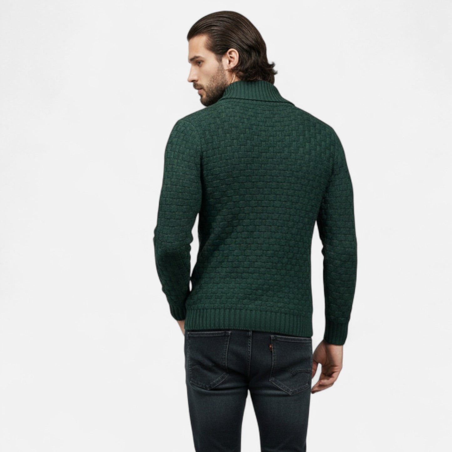 Classic High-Stretch Winter Sweater Homme | Pull Hiver à Maille Texturée | Confort Extensible & Élégance Moderne