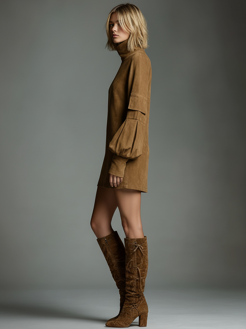 Robe Mini Col Montant Femme | Élégance Moderne et Confort Premium