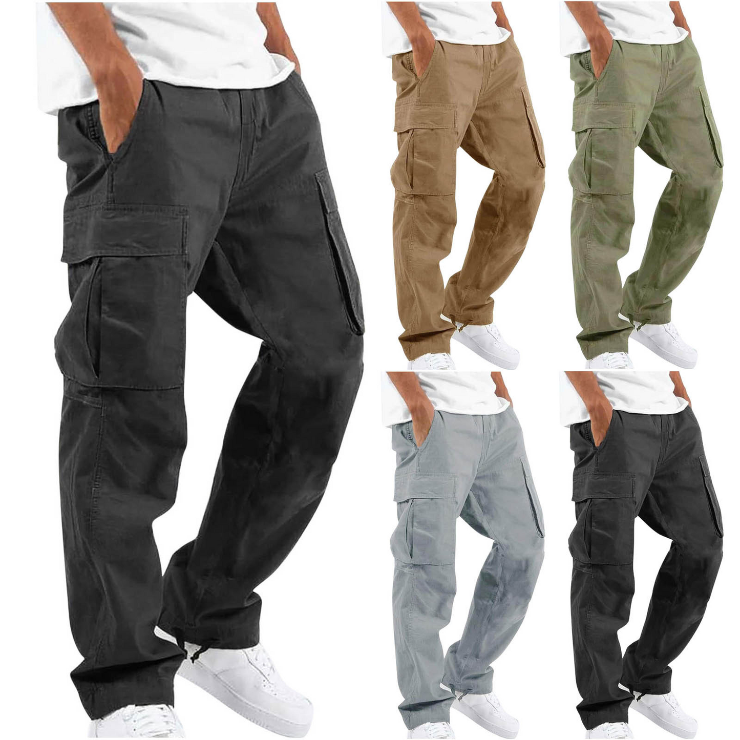Cargo Pants Homme | Pantalon Cargo Décontracté | Tissu Doux et Poches Multiples