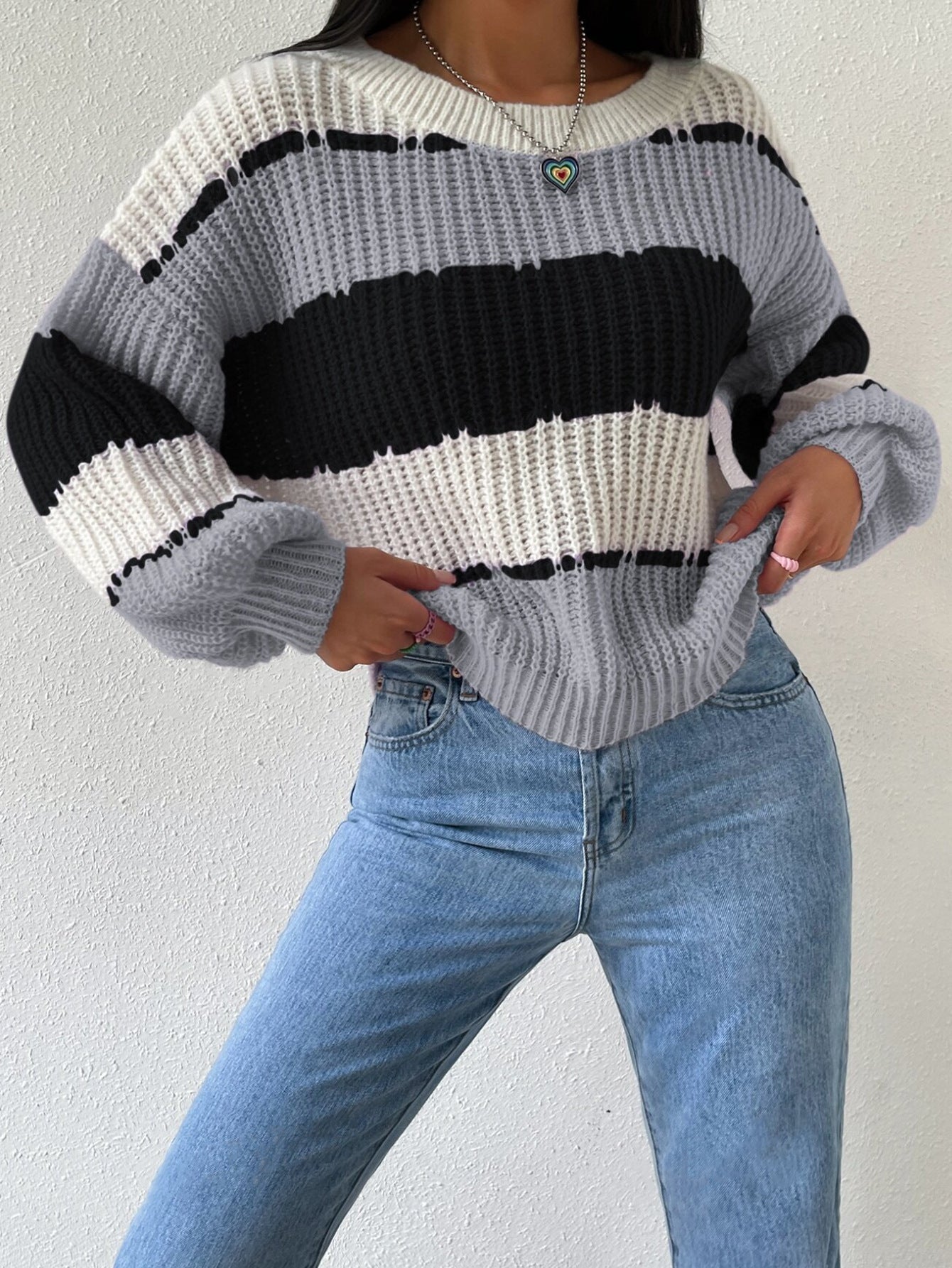 Striped Comfort Sweater Femme | Pullover Rayé Douillet et Élégant