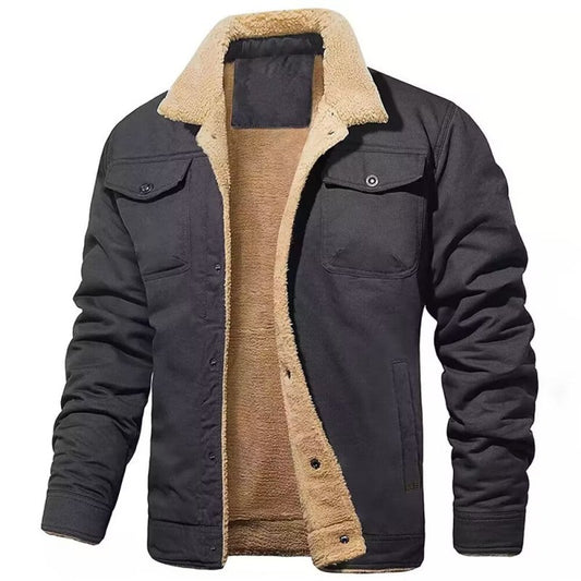 Veste Homme | Col Revers & Zip | Molleton Sherpa Doublée – Coupe Mi-Saison