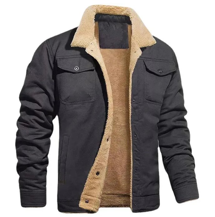 Veste Homme | Col Revers & Zip | Molleton Sherpa Doublée – Coupe Mi-Saison