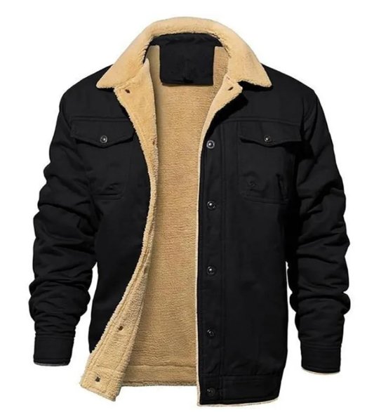 Veste Homme | Col Revers & Zip | Molleton Sherpa Doublée – Coupe Mi-Saison