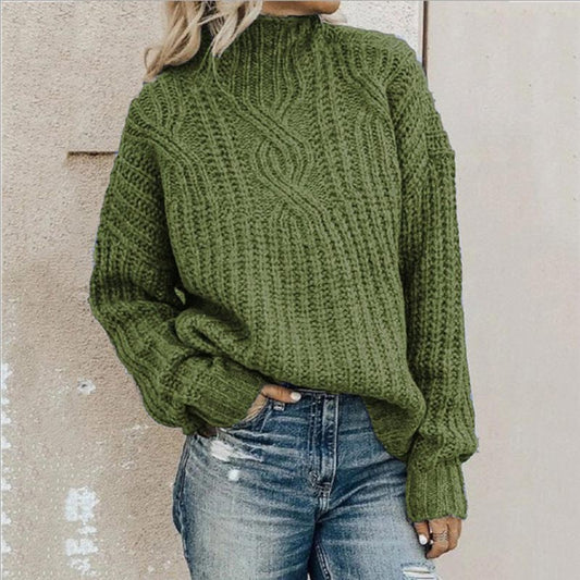 Nélida | Pull Col Roulé Femme en Maille Épaisse Uni et Confortable
