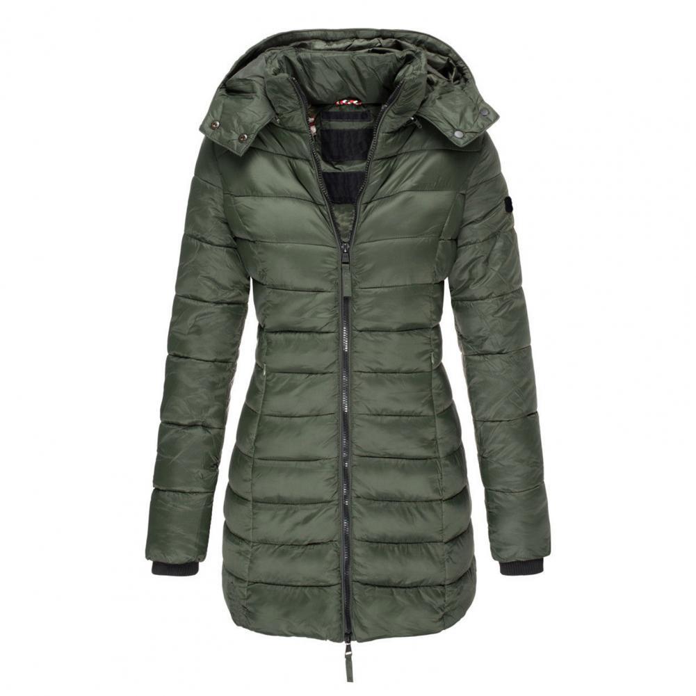 Sophie | Manteau d’Hiver Femme Long Rempli avec Capuche Chaude et Fermeture Zippée