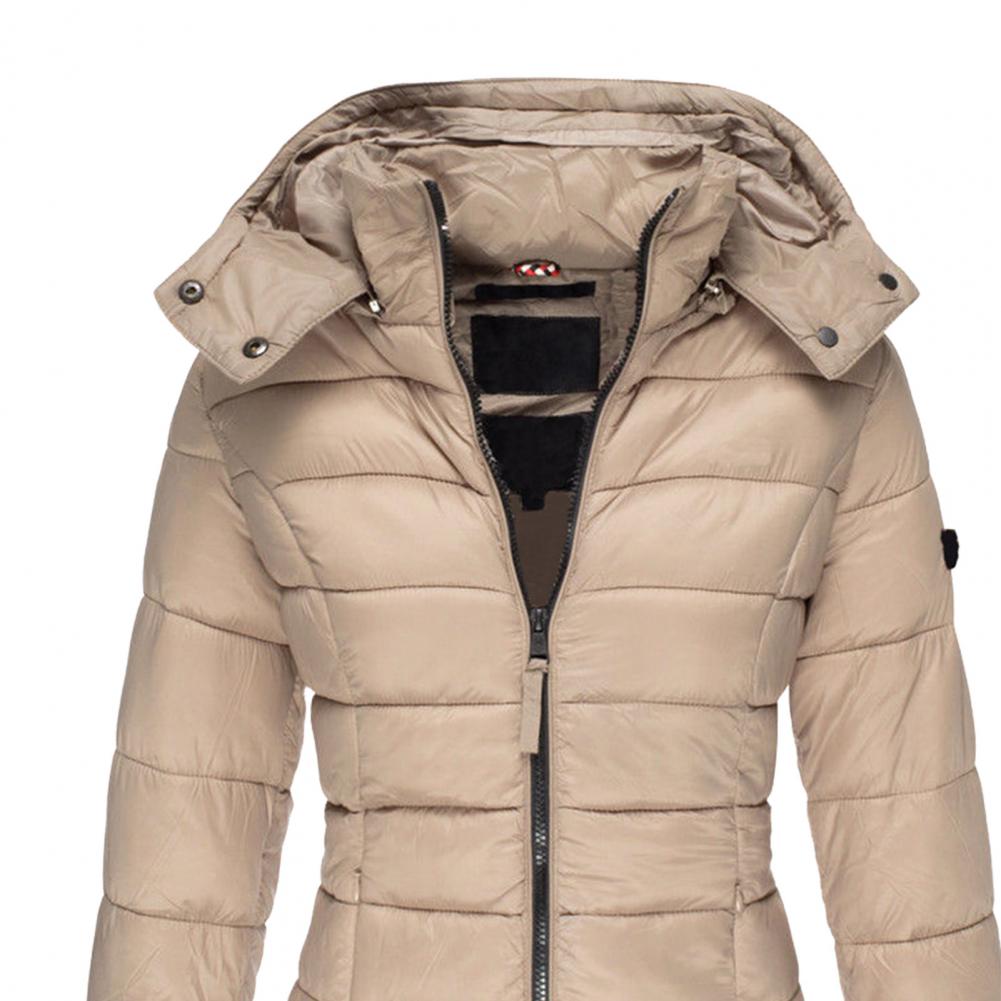 Sophie | Manteau d’Hiver Femme Long Rempli avec Capuche Chaude et Fermeture Zippée