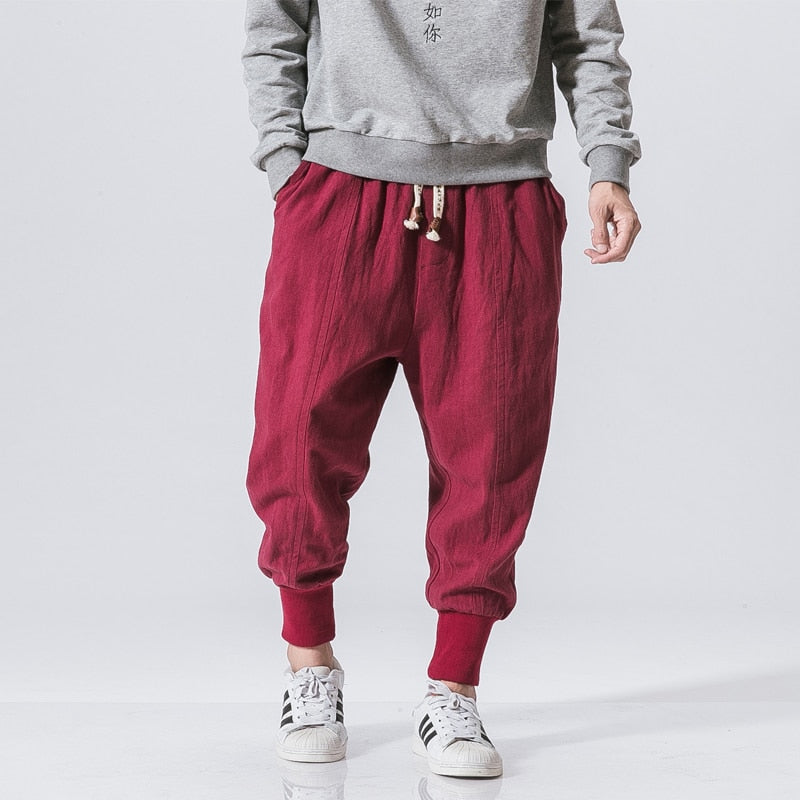 Angevin | Pantalon Jogger Homme Harem Fit Taille Élastique à Cordon, Style Baggy Moderne