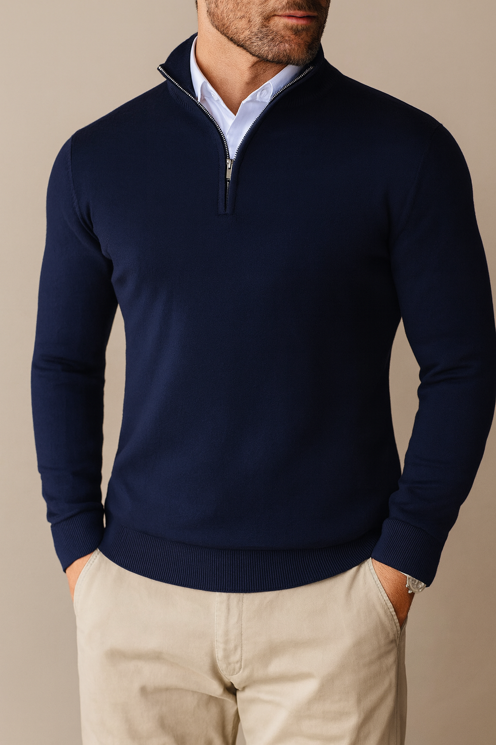 Pull pour homme avec demi-fermeture éclair – Confortable, Moderne & Polyvalent