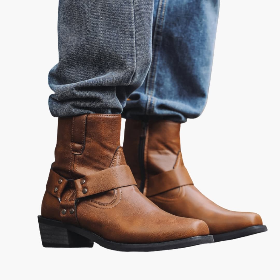 Bottes Homme Western | Bottines à Talon Bas & Élastiques Latéraux