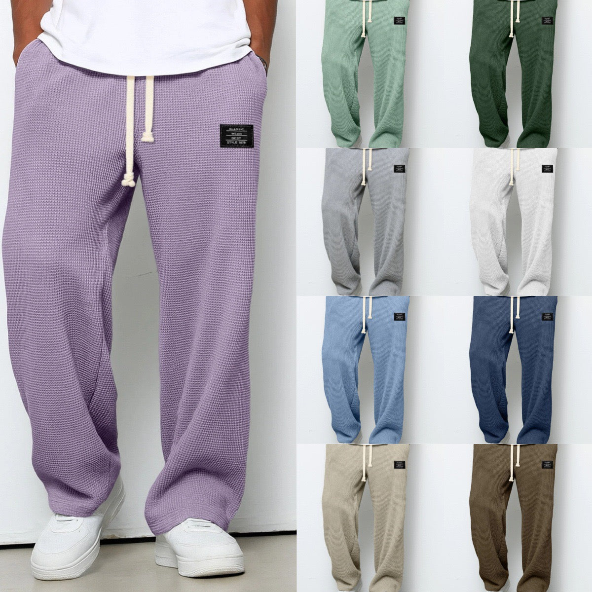 Pantalon Homme Relax en Tricot Waffle | Confort et Style Décontracté