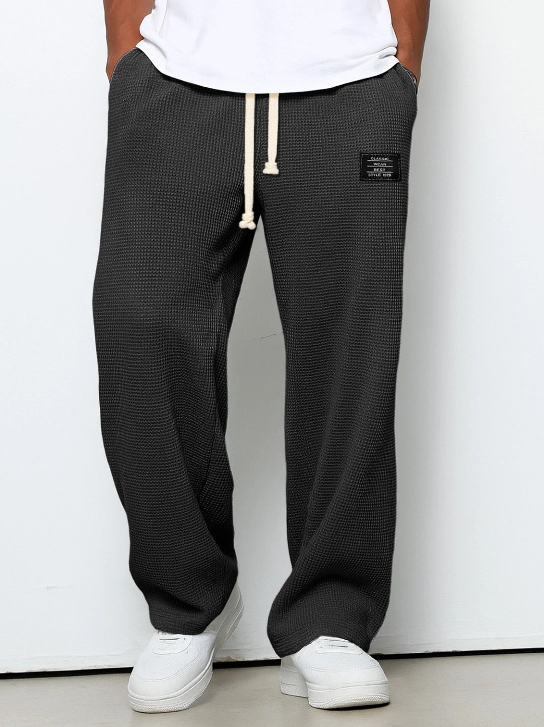 Pantalon Homme Relax en Tricot Waffle | Confort et Style Décontracté