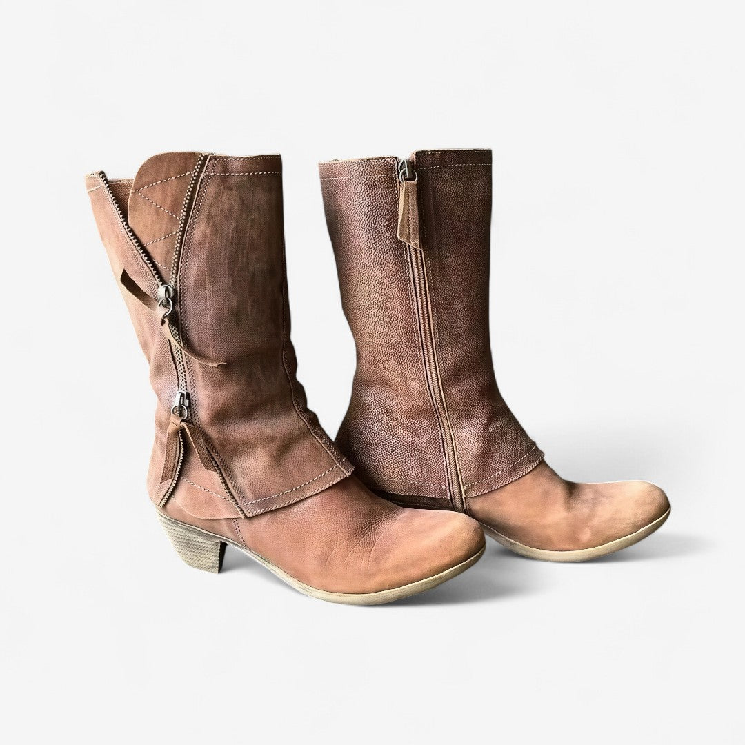Bottes Femme en Faux Cuir avec Fermeture Éclair