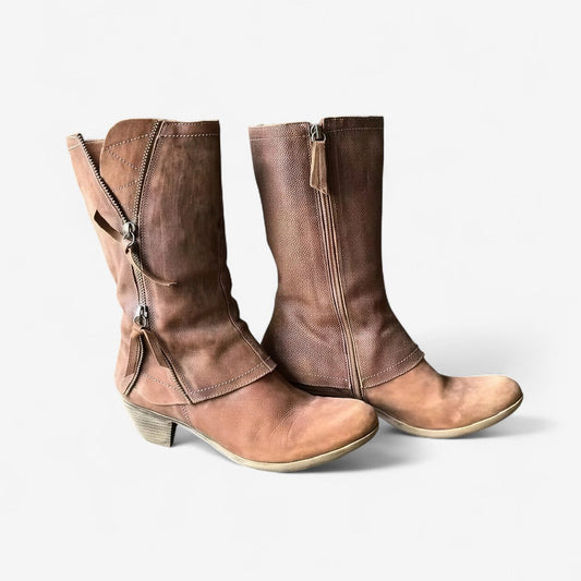 Bottes Femme en Faux Cuir avec Fermeture Éclair