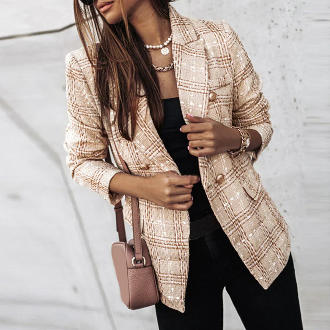 Blazer structuré à texture marquée avec boutonnière – Élégant, chaud & affirmé