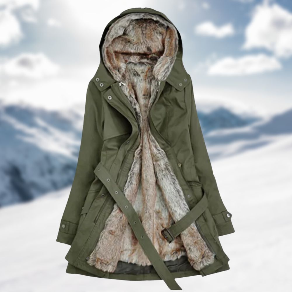Classic Parka Femme | Parka à Capuche avec Ceinture, Doublure Douce et Extérieur Imperméable