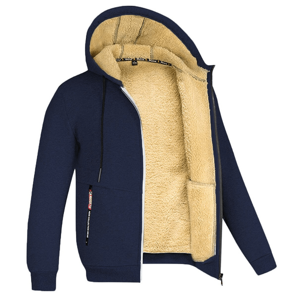 Hoodie Homme Doublé Polaire | Capuche avec Cordon et Fermeture Zippée