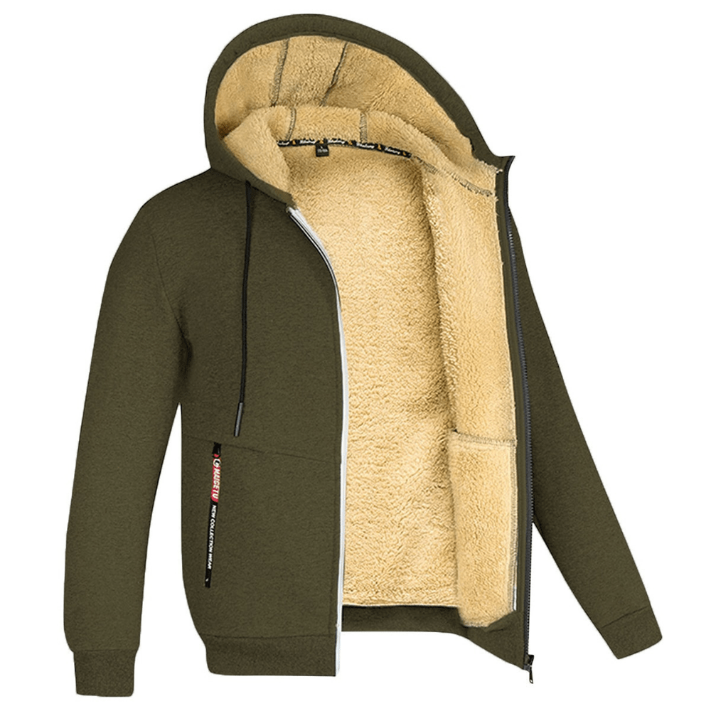 Hoodie Homme Doublé Polaire | Capuche avec Cordon et Fermeture Zippée