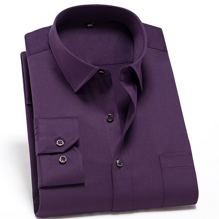 Andréas | Chemise Homme Slim Fit Stretch Manches Longues avec Col Classique Non-Repassage