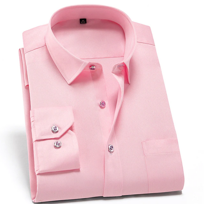 Andréas | Chemise Homme Slim Fit Stretch Manches Longues avec Col Classique Non-Repassage