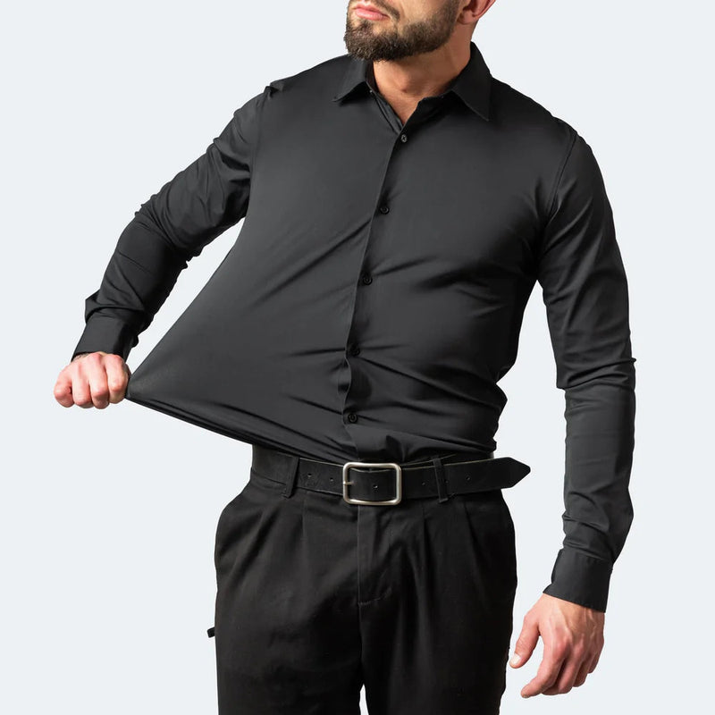 Andréas | Chemise Homme Slim Fit Stretch Manches Longues avec Col Classique Non-Repassage