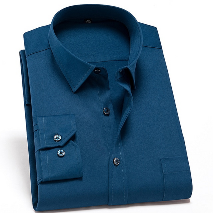 Andréas | Chemise Homme Slim Fit Stretch Manches Longues avec Col Classique Non-Repassage