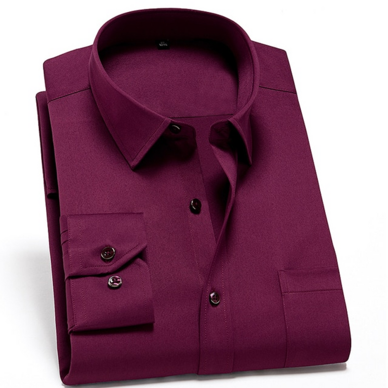 Andréas | Chemise Homme Slim Fit Stretch Manches Longues avec Col Classique Non-Repassage