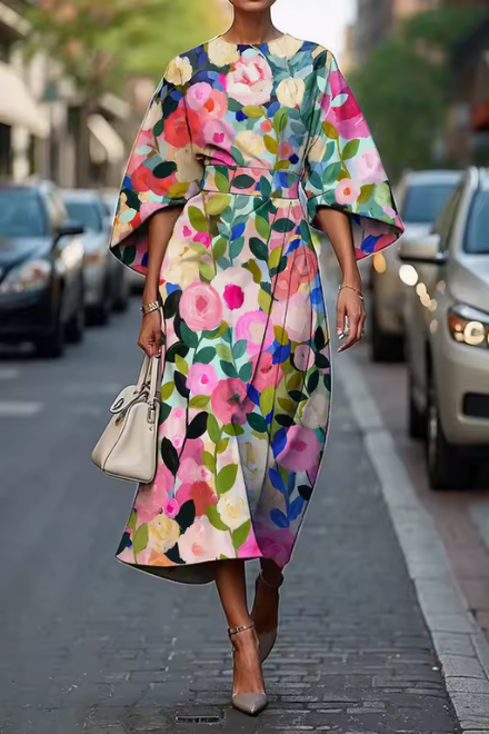 Robe Midi Femme Kimono Élégante