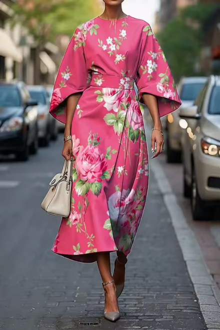 Robe Midi Femme Kimono Élégante