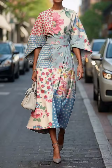 Robe Midi Femme Kimono Élégante