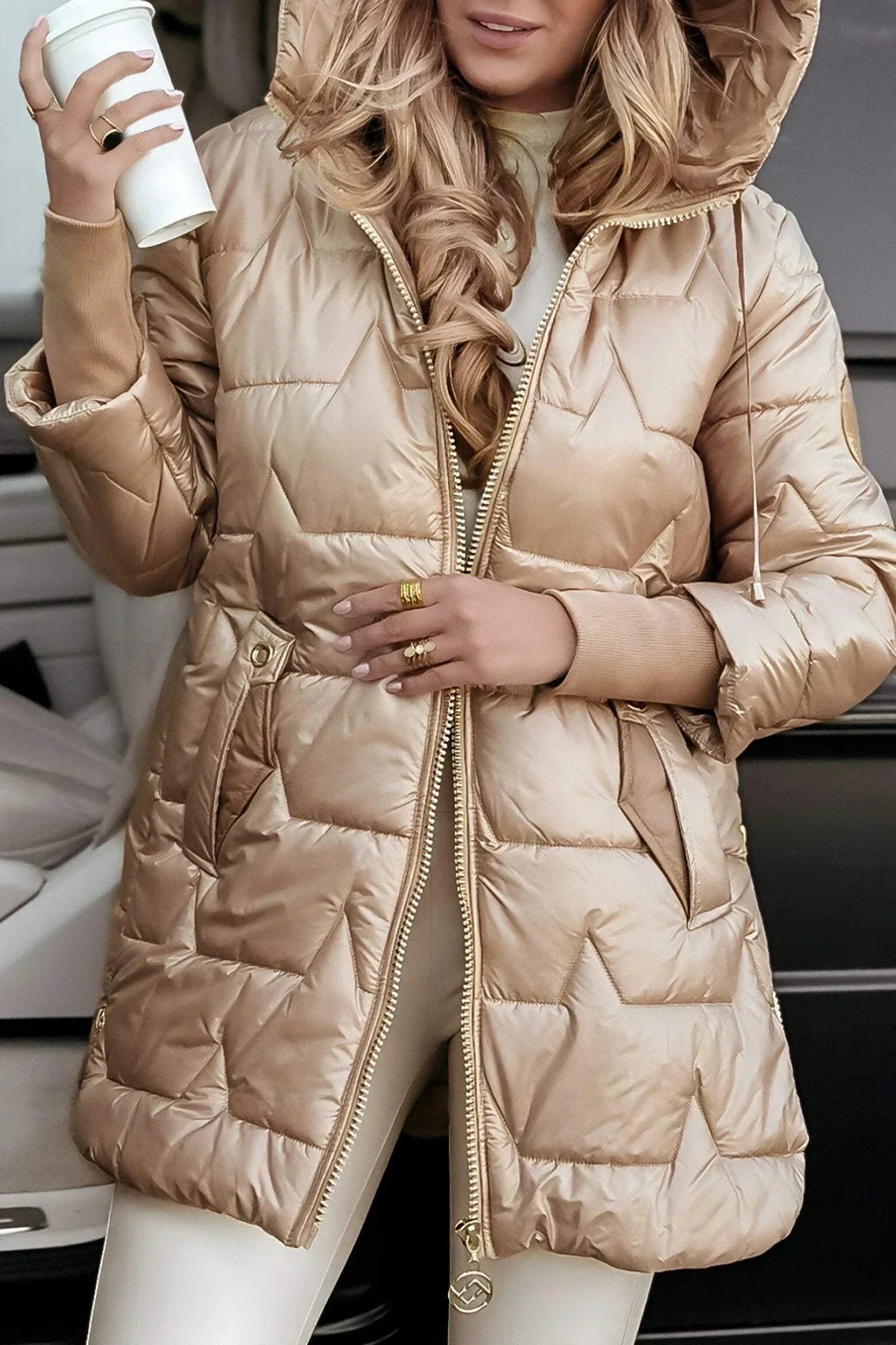 Urban Chic Coat Femme | Longue Doudoune Légère et Chaude avec Capuche