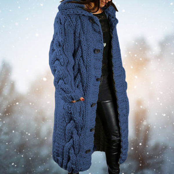 Célestine | Long Gilet Élégant pour Femme en Maille Épaisse avec Boutons