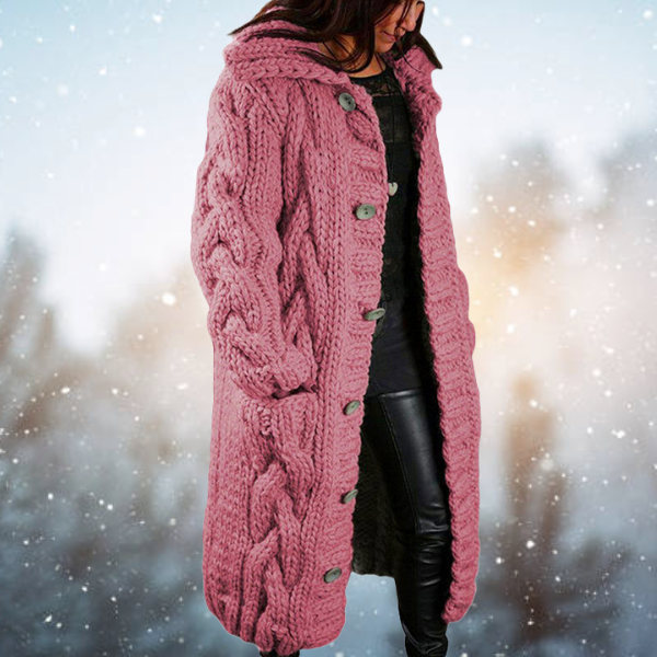 Célestine | Long Gilet Élégant pour Femme en Maille Épaisse avec Boutons