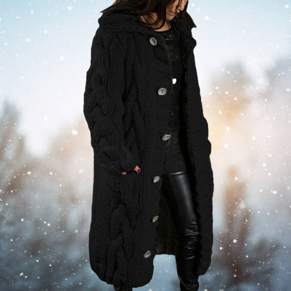 Célestine | Long Gilet Élégant pour Femme en Maille Épaisse avec Boutons
