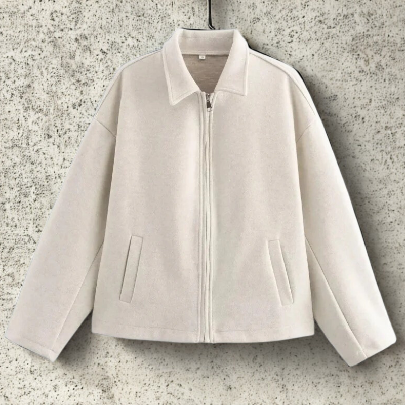 Dorienne | Manteau Court Femme à Zip et Col Pointu – Boxy Fit