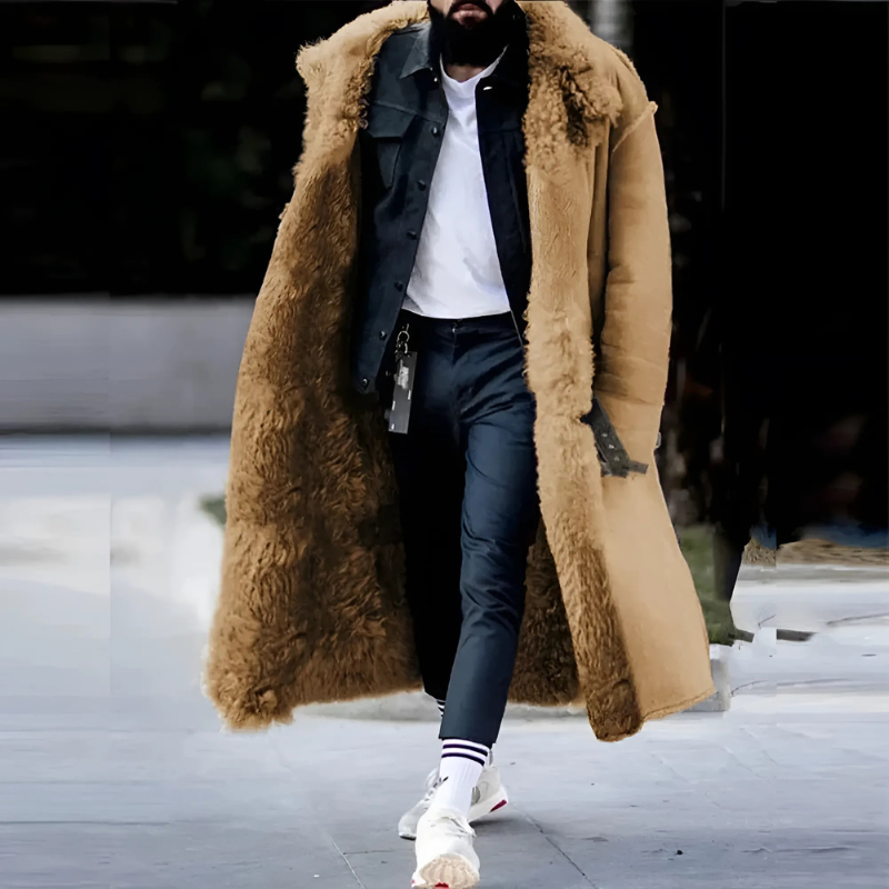 Hugh | Manteau Long Homme Oversized, Doublure Fleece Chaude et Confortable