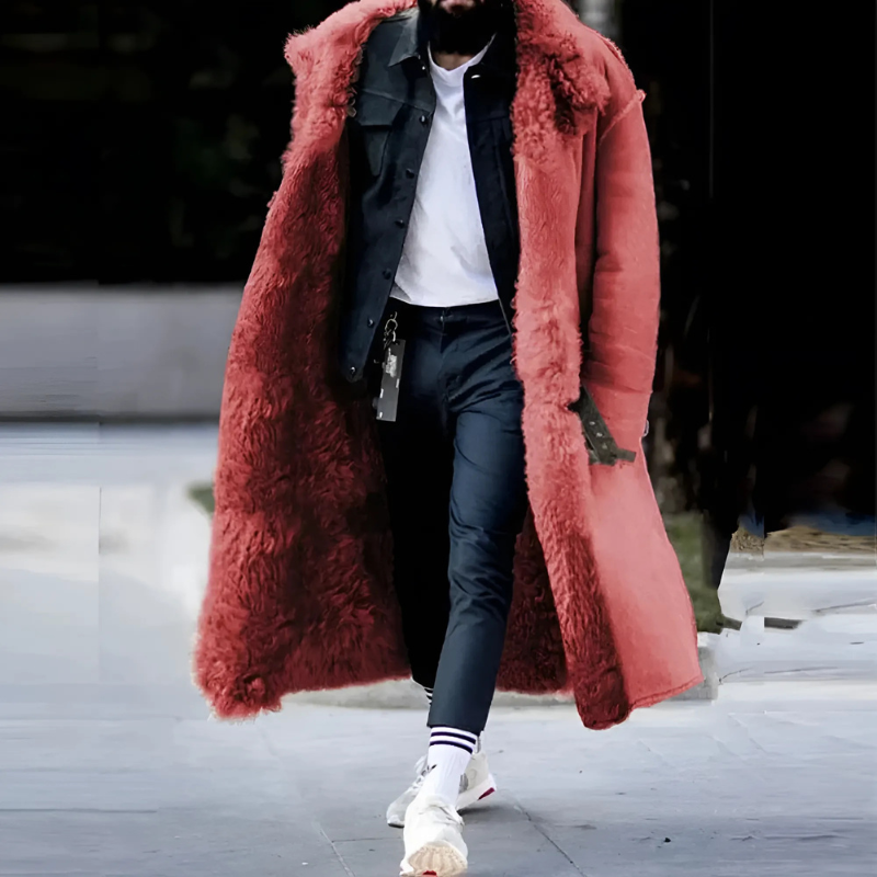 Hugh | Manteau Long Homme Oversized, Doublure Fleece Chaude et Confortable