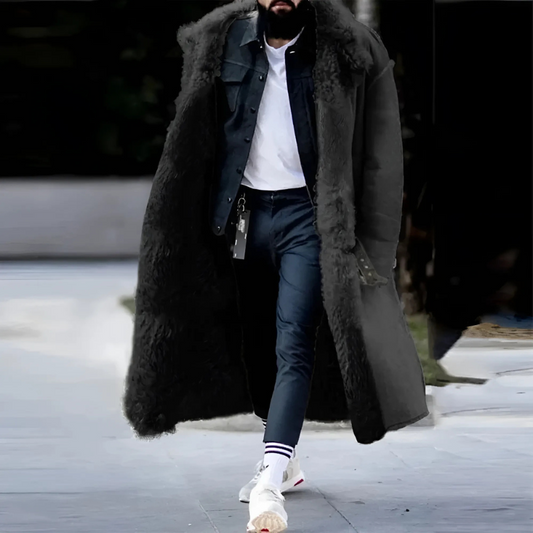 Hugh | Manteau Long Homme Oversized, Doublure Fleece Chaude et Confortable