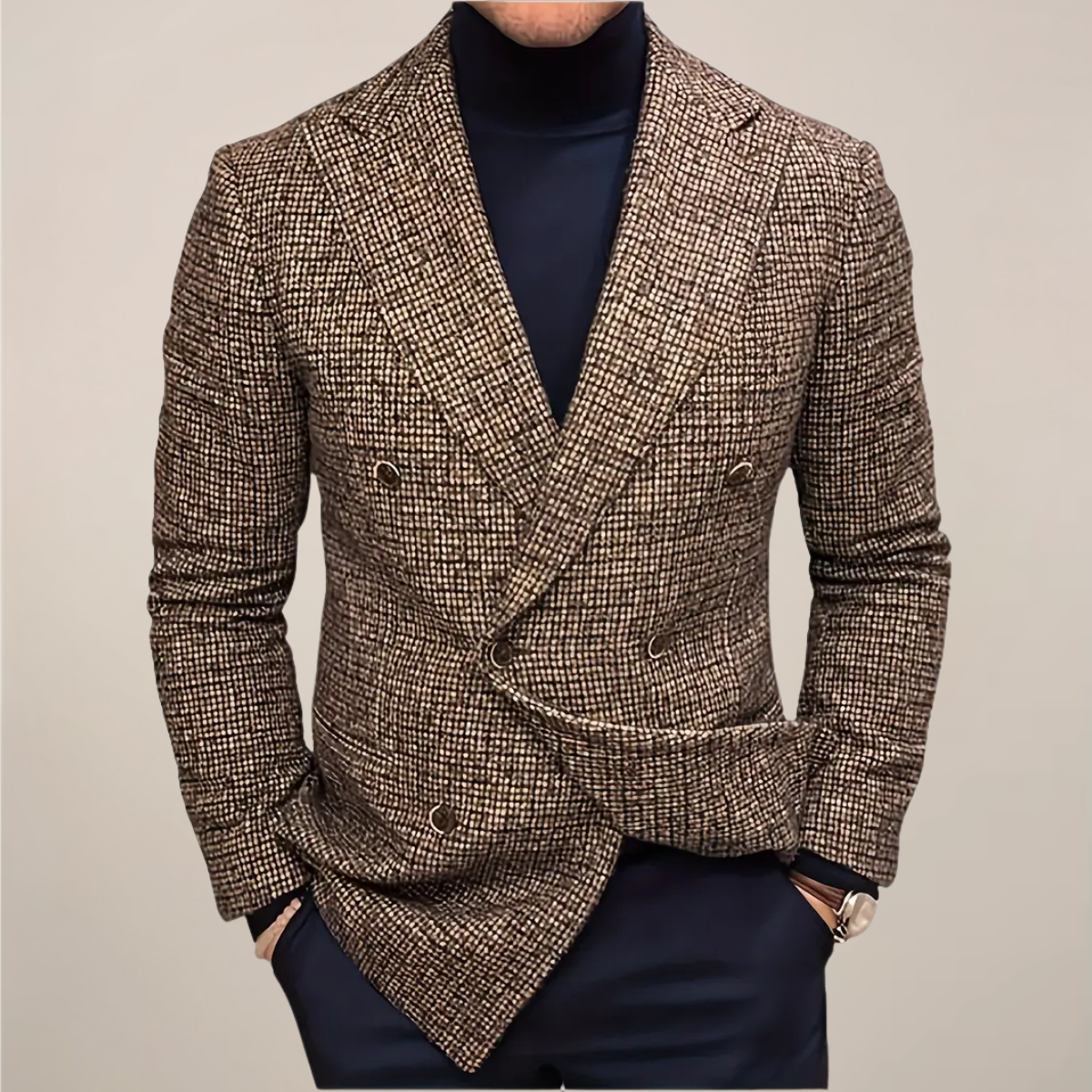 Blazer Homme Double-Boutonnage | Slim Fit à Motif Carreaux