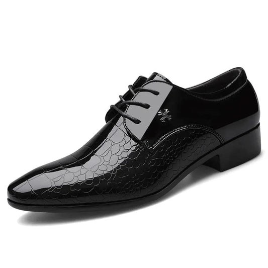 Patent Oxford Homme | Chaussures Habillées Vernies à Lacets avec Finition Texturée