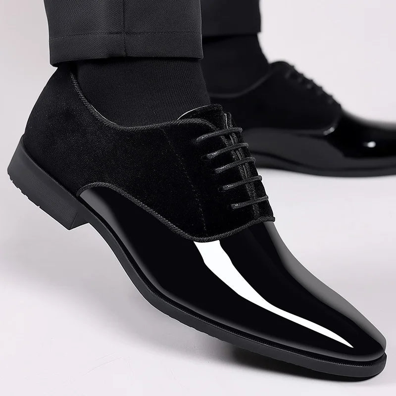 Oxford Vernis Homme | Chaussures Élégantes avec Contraste Velours