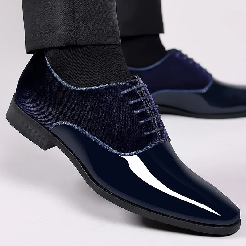 Oxford Vernis Homme | Chaussures Élégantes avec Contraste Velours