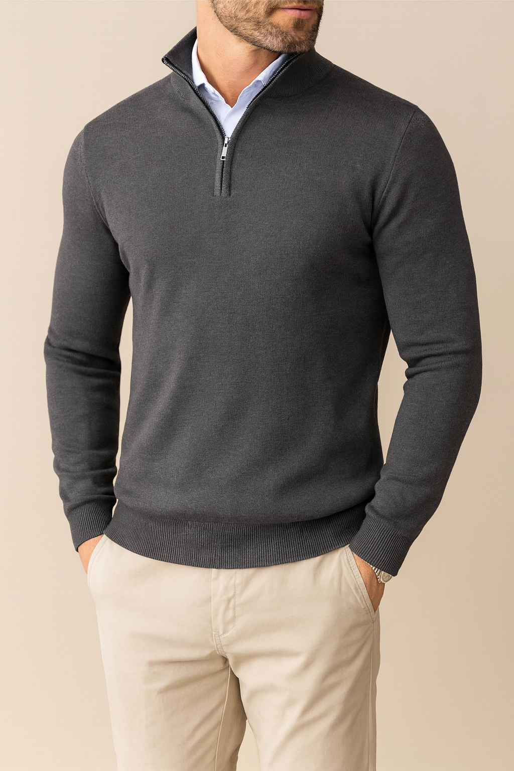 Pull pour homme avec demi-fermeture éclair – Confortable, Moderne & Polyvalent