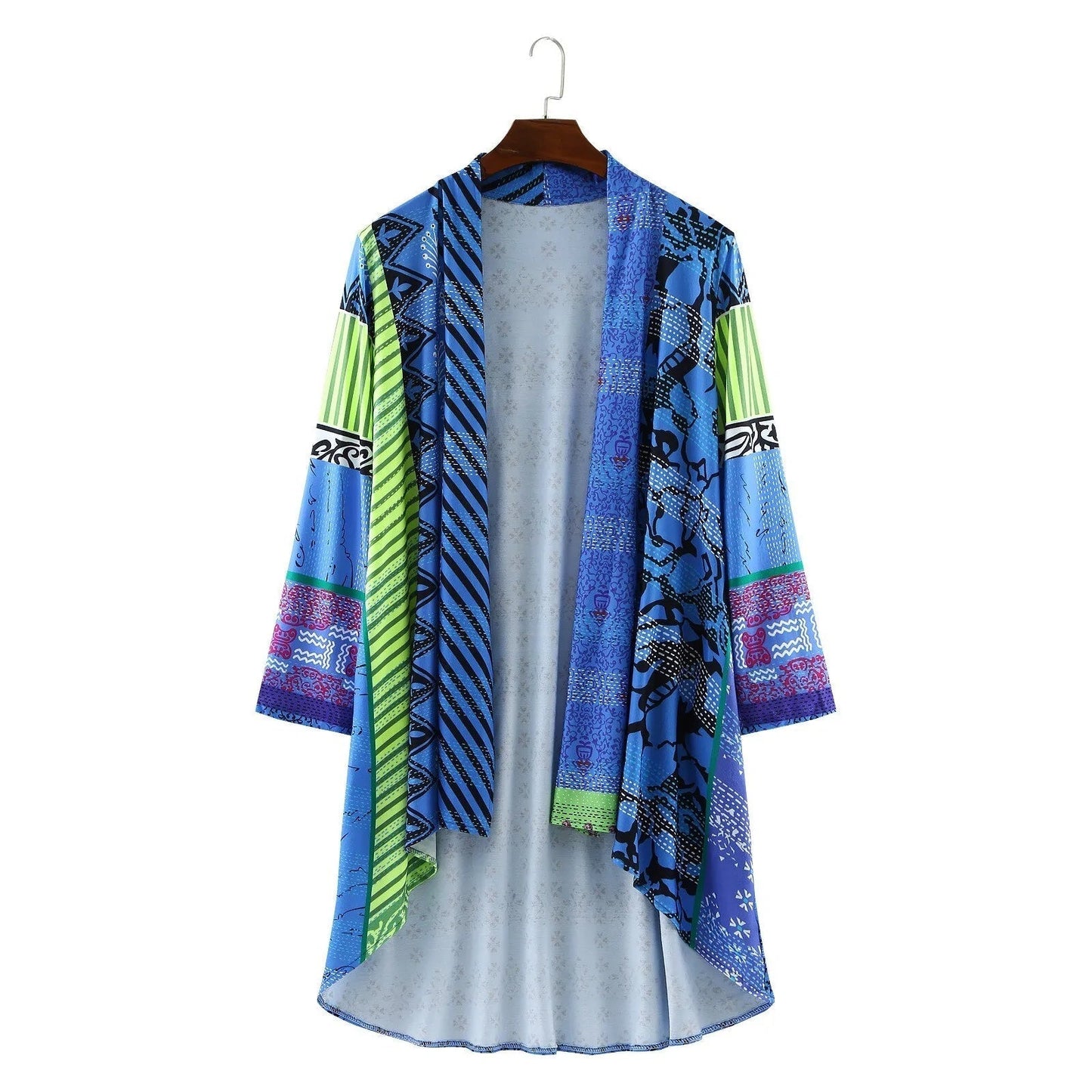 Maëlys | Cardigan Long Femme Lin Imprimé Vintage Multicolore