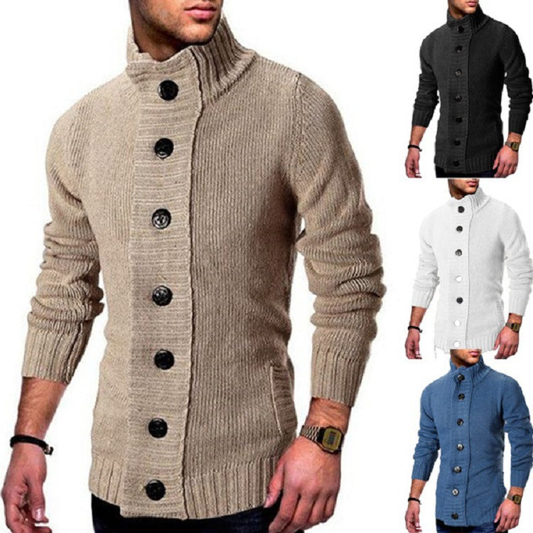 Cardigan Homme avec Col Montant et Boutons Distinctifs
