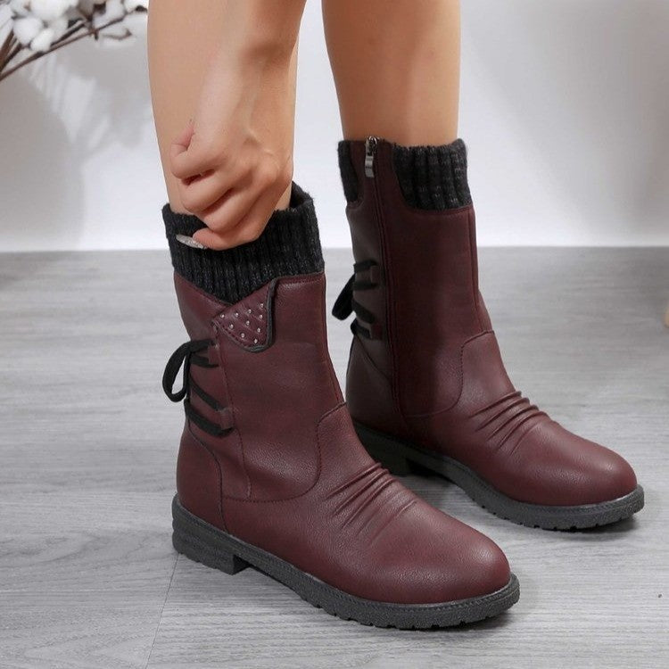 Geneviève | Bottines femme à bout rond avec lacets arrière