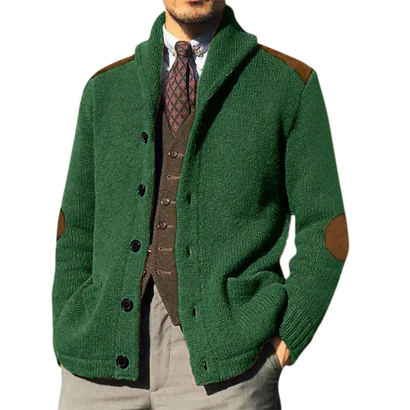 Cardigan Homme Élégant avec Col Châle Classique et Détails Raffinés