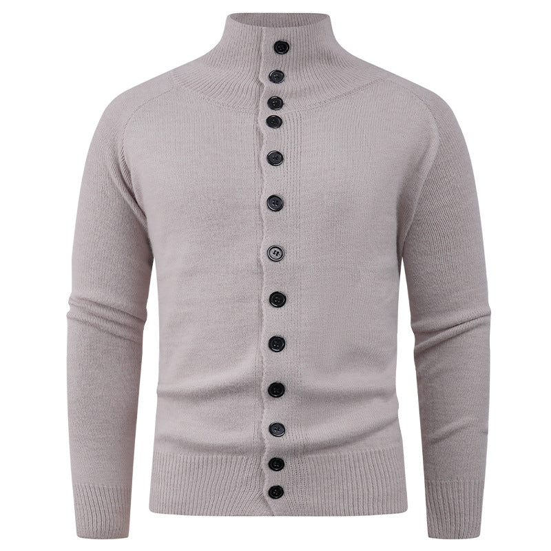 Cardigan Homme en Maille avec Col Montant & Boutonnage Classique