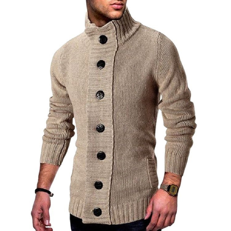 Cardigan Homme avec Col Montant et Boutons Distinctifs