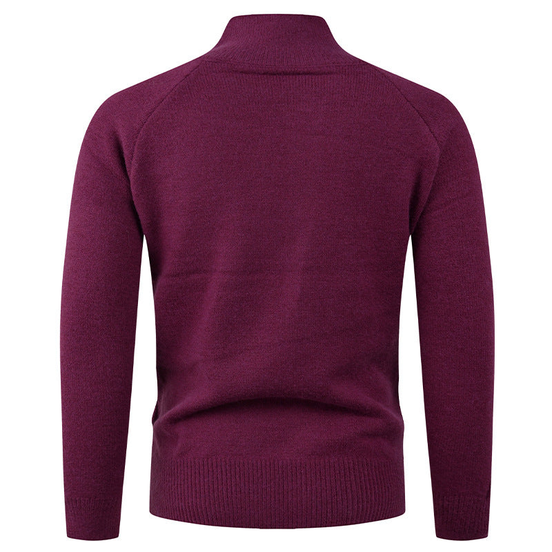 Cardigan Homme en Maille avec Col Montant & Boutonnage Classique